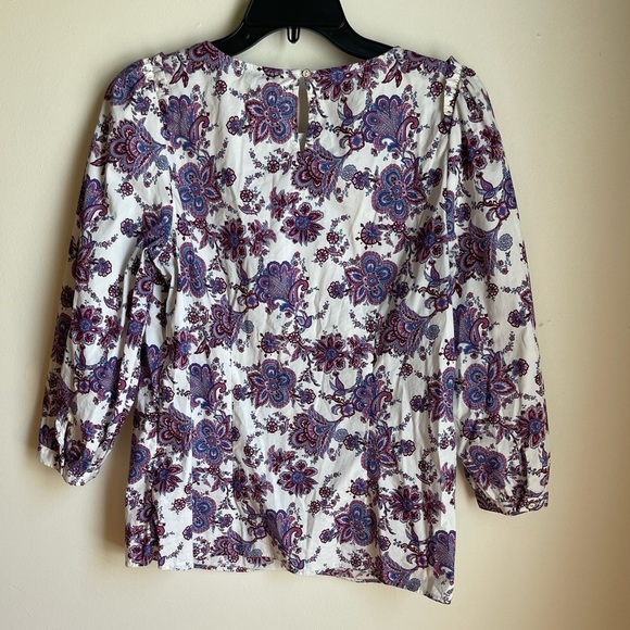 Talbots Puff Sleeve Blouse Paisley Print Size Small Bohemian - Picture 3 of 7